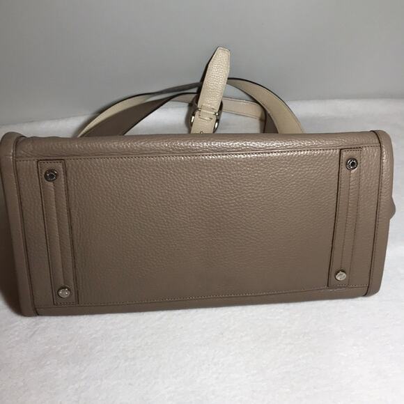 A.D.M.J. Made in Japan tan leather shoulder bag purse tote snap closure luxury - Picture 13 of 16